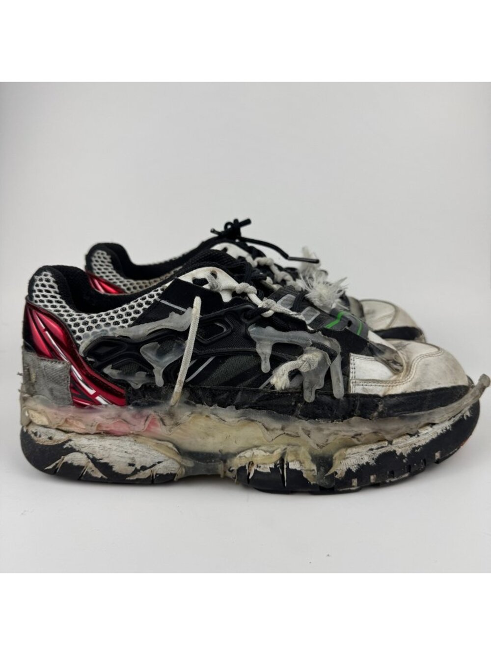 Maison Margiela Fusion Low Top Sneakers Black White Red Glue EU 43 US 10 Italy